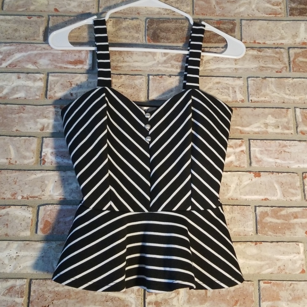 Black and white stripped tank